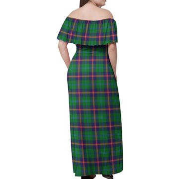 Young Modern Tartan Off Shoulder Long Dress
