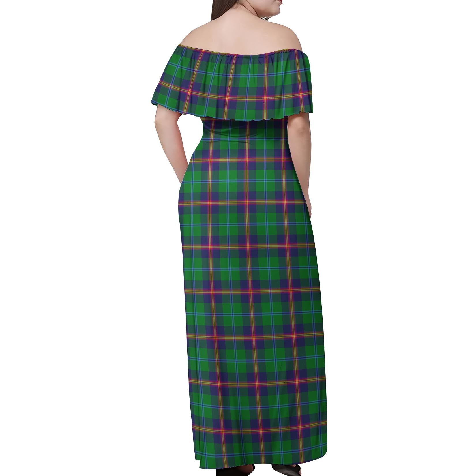 Young Modern Tartan Off Shoulder Long Dress - Tartanvibesclothing