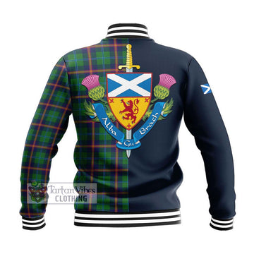 Young Tartan Baseball Jacket Alba with Scottish Lion Royal Arm Half Style