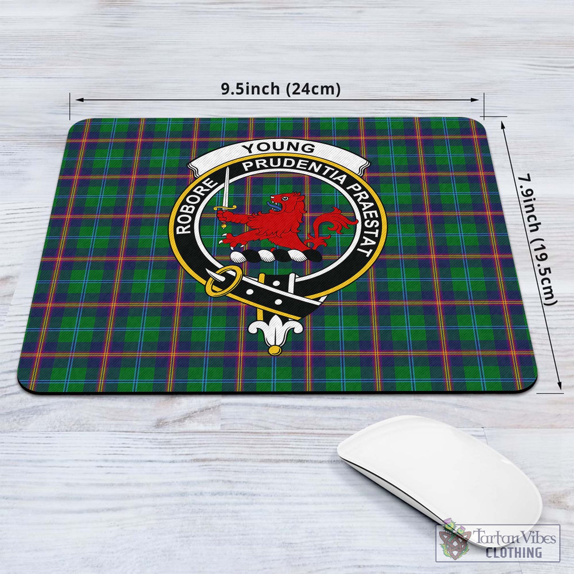 Tartan Vibes Clothing Young Modern Tartan Mouse Pad with Family Crest