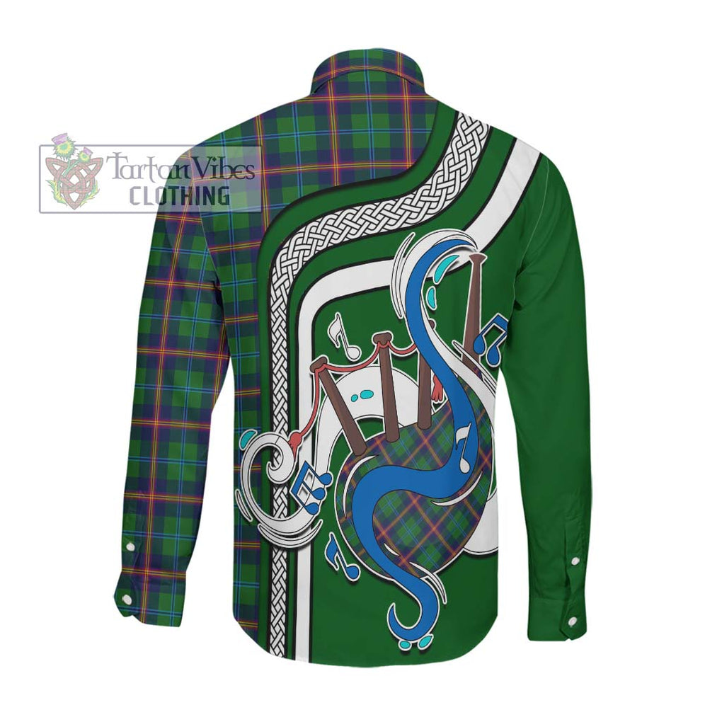 Young Tartan Long Sleeve Button Shirt with Epic Bagpipe Style Men's Shirt - Tartanvibesclothing Shop