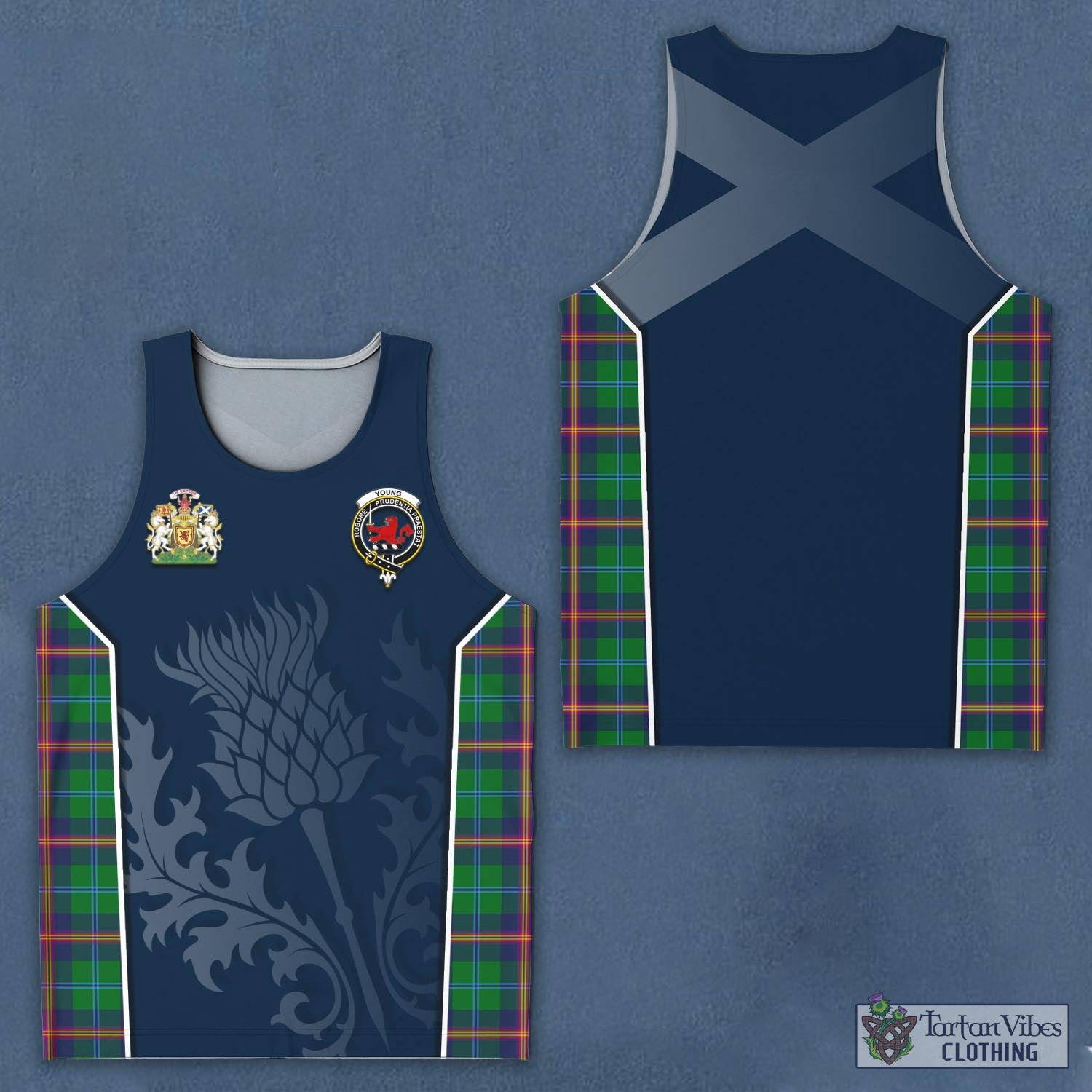Tartan Vibes Clothing Young Modern Tartan Men's Tanks Top with Family Crest and Scottish Thistle Vibes Sport Style