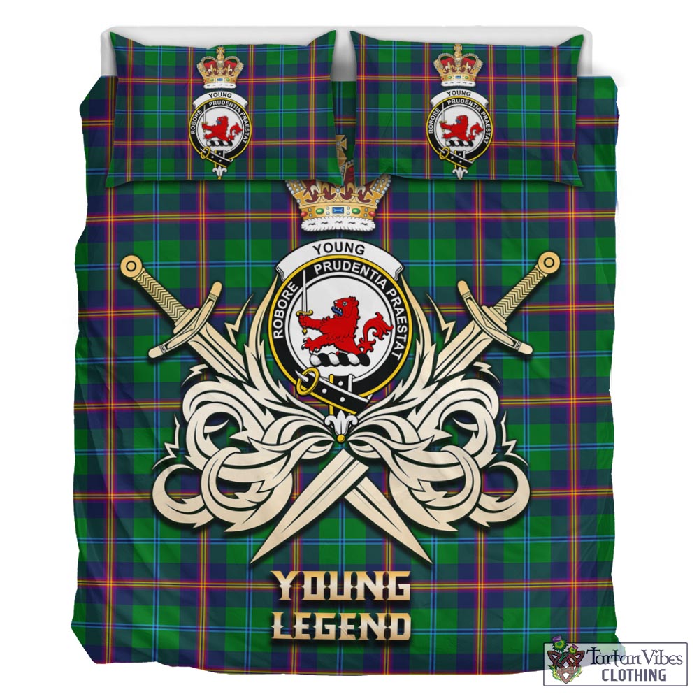 Tartan Vibes Clothing Young Modern Tartan Bedding Set with Clan Crest and the Golden Sword of Courageous Legacy