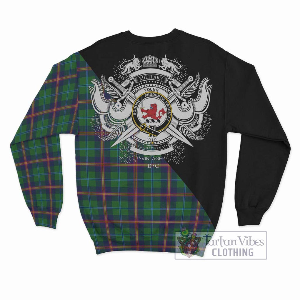 Young Tartan Sweatshirt with Family Crest and Military Logo Style - Tartanvibesclothing Shop