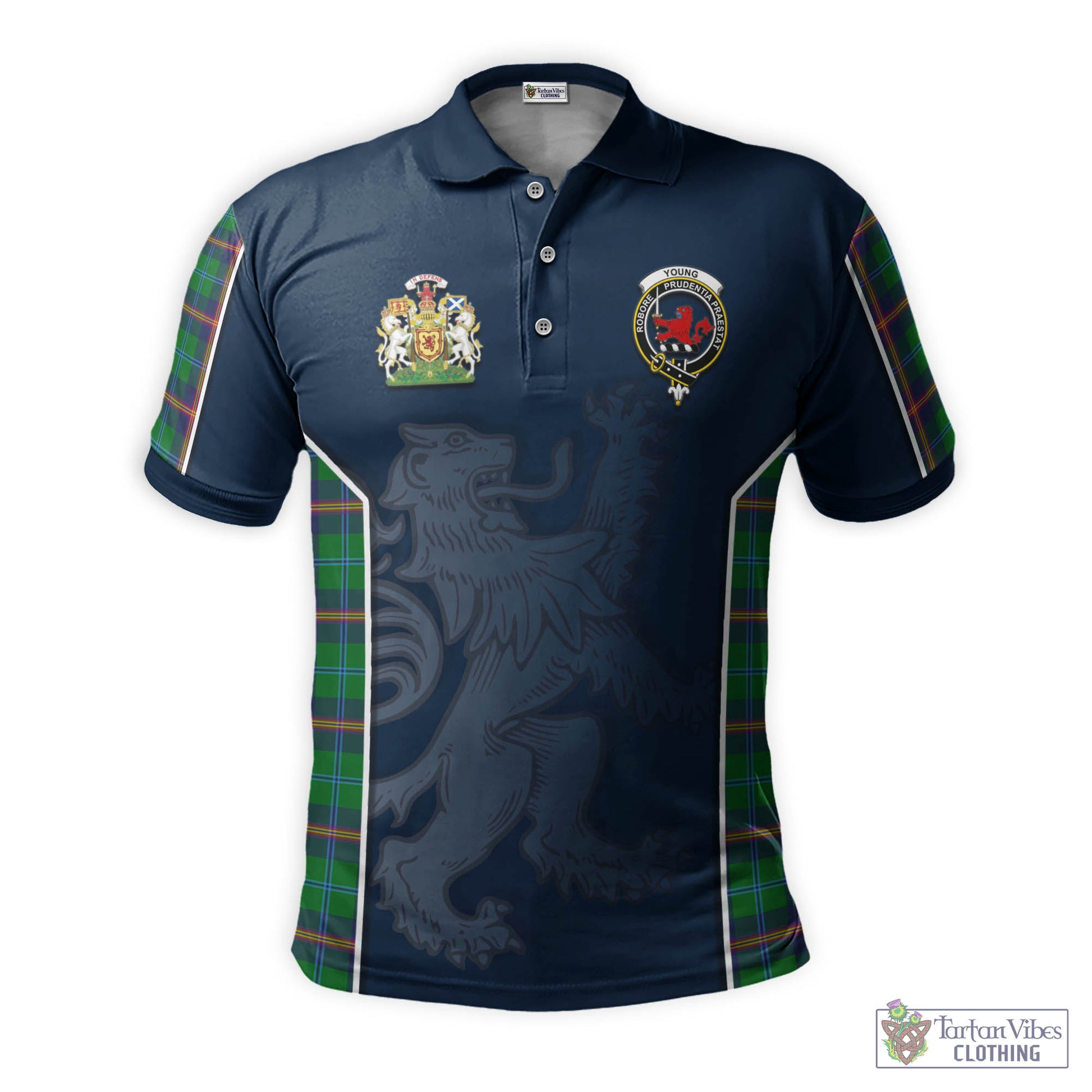 Tartan Vibes Clothing Young Modern Tartan Men's Polo Shirt with Family Crest and Lion Rampant Vibes Sport Style