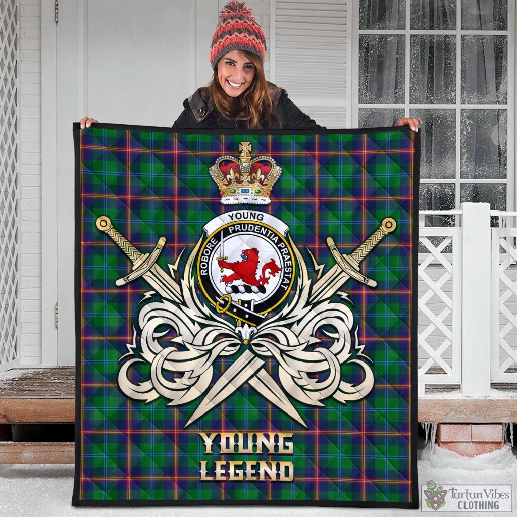 Tartan Vibes Clothing Young Modern Tartan Quilt with Clan Crest and the Golden Sword of Courageous Legacy