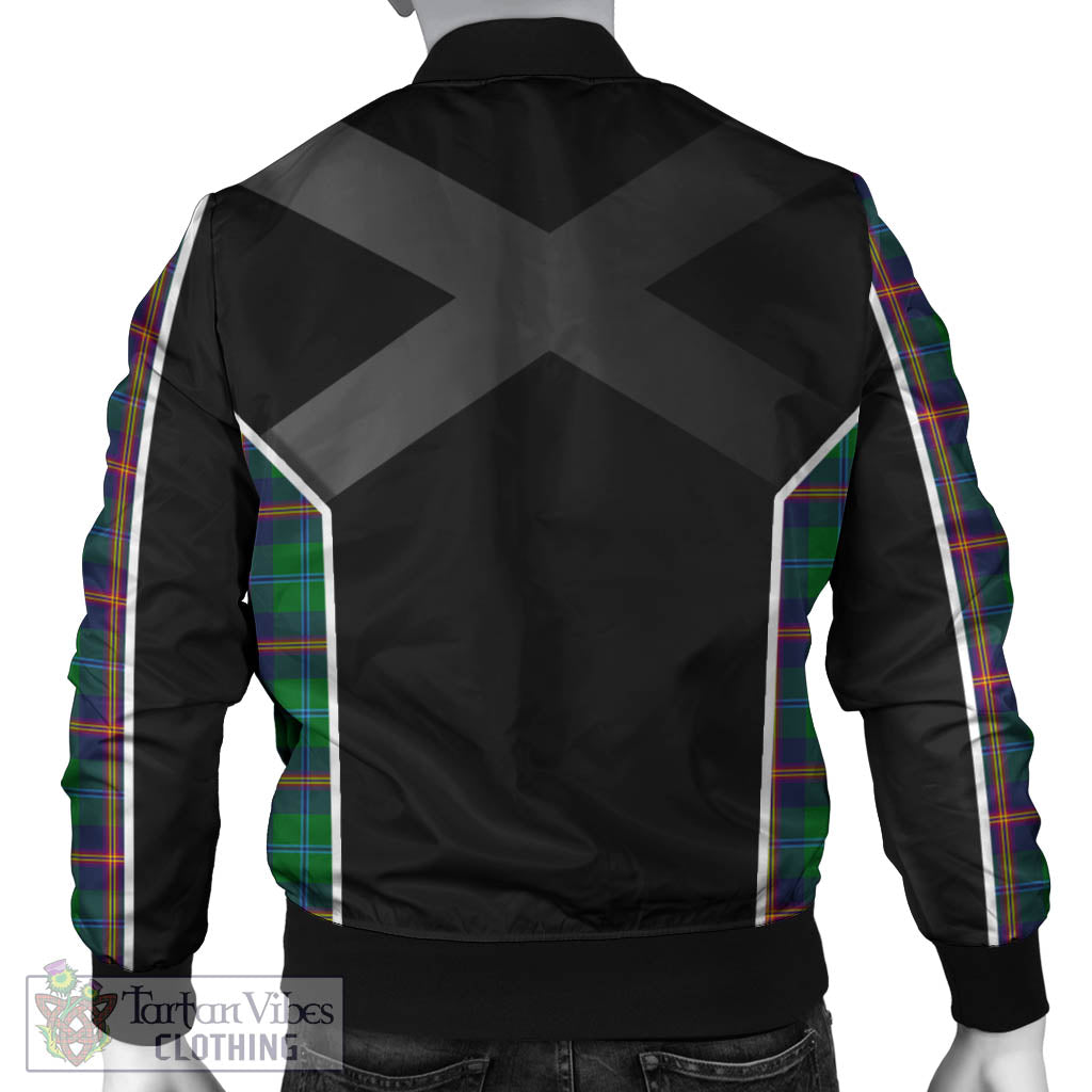 Tartan Vibes Clothing Young Modern Tartan Bomber Jacket with Family Crest and Scottish Thistle Vibes Sport Style