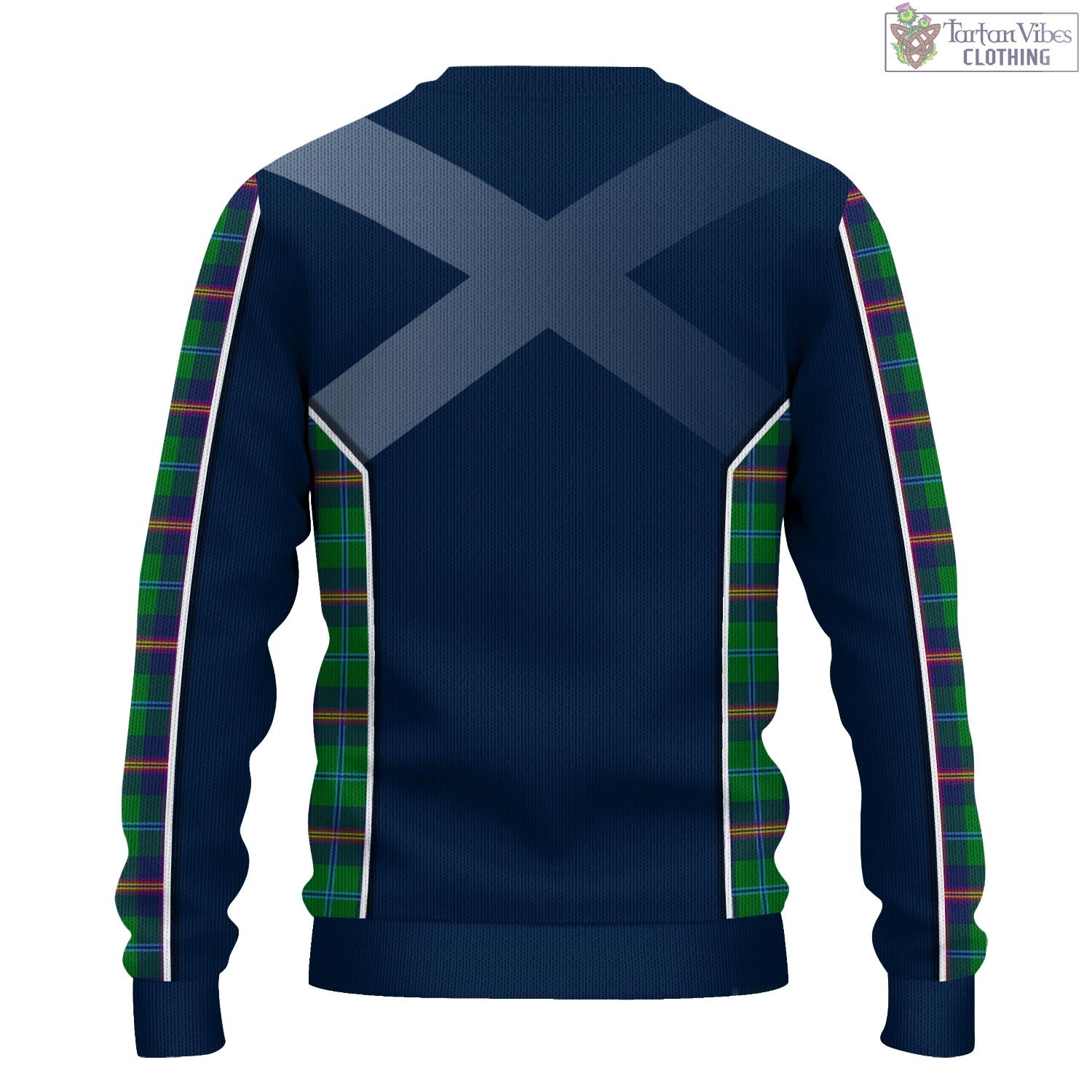 Tartan Vibes Clothing Young Modern Tartan Knitted Sweatshirt with Family Crest and Scottish Thistle Vibes Sport Style