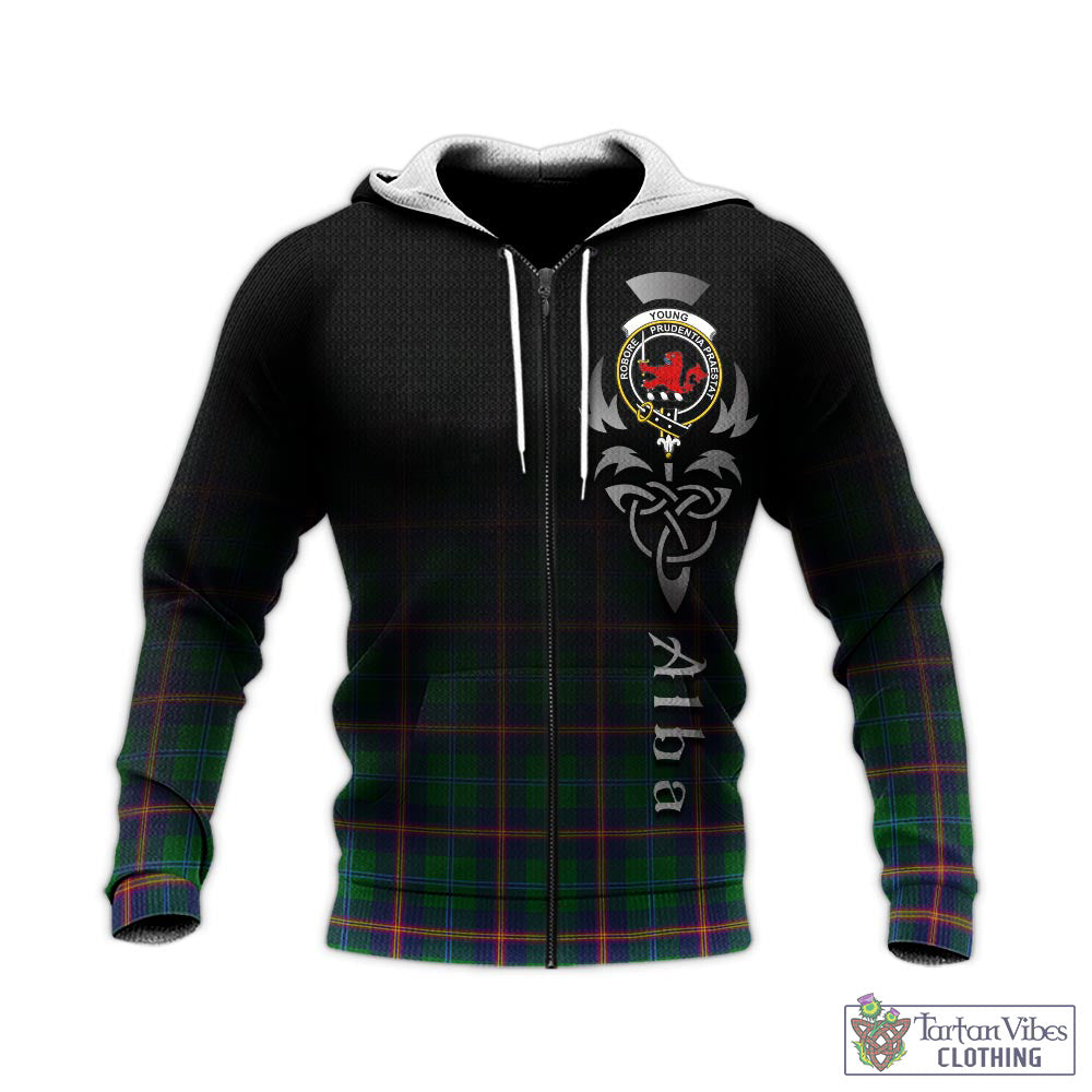 Tartan Vibes Clothing Young Modern Tartan Knitted Hoodie Featuring Alba Gu Brath Family Crest Celtic Inspired
