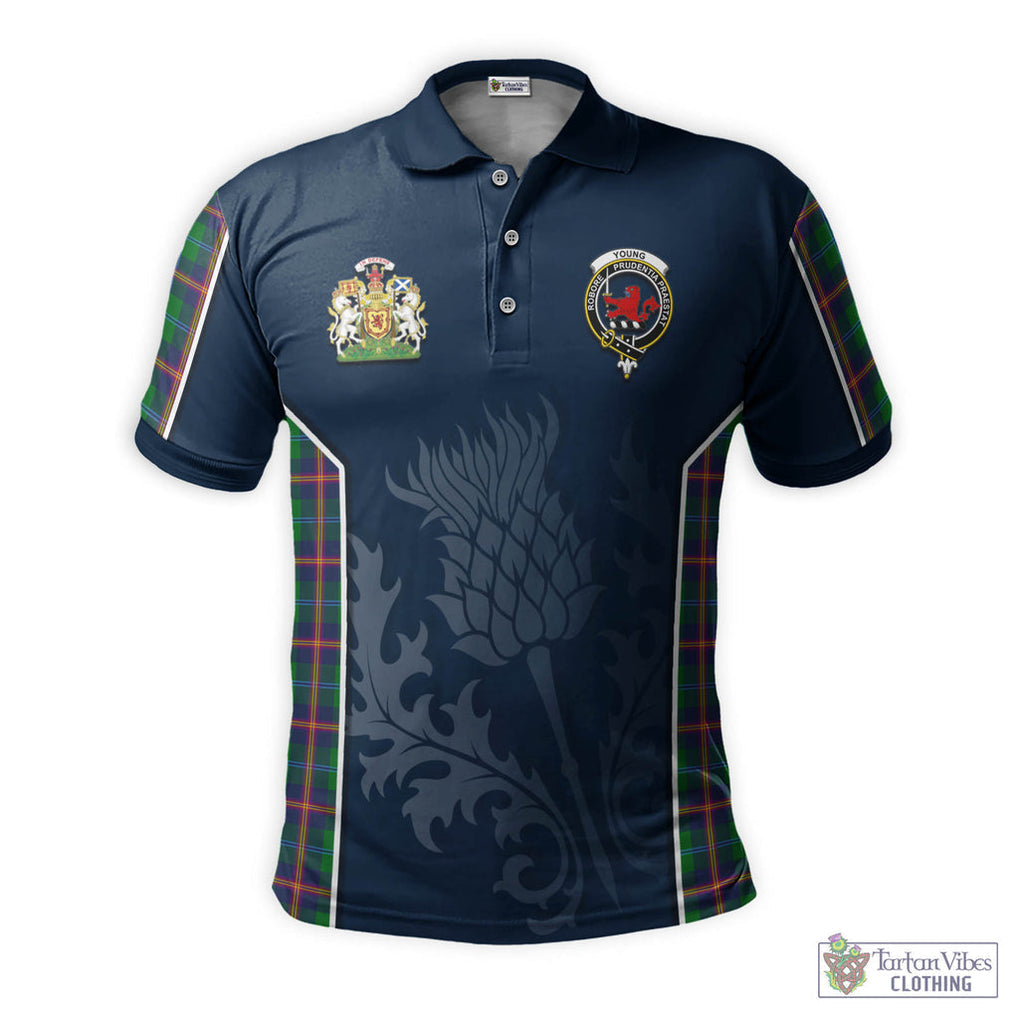Tartan Vibes Clothing Young Modern Tartan Men's Polo Shirt with Family Crest and Scottish Thistle Vibes Sport Style