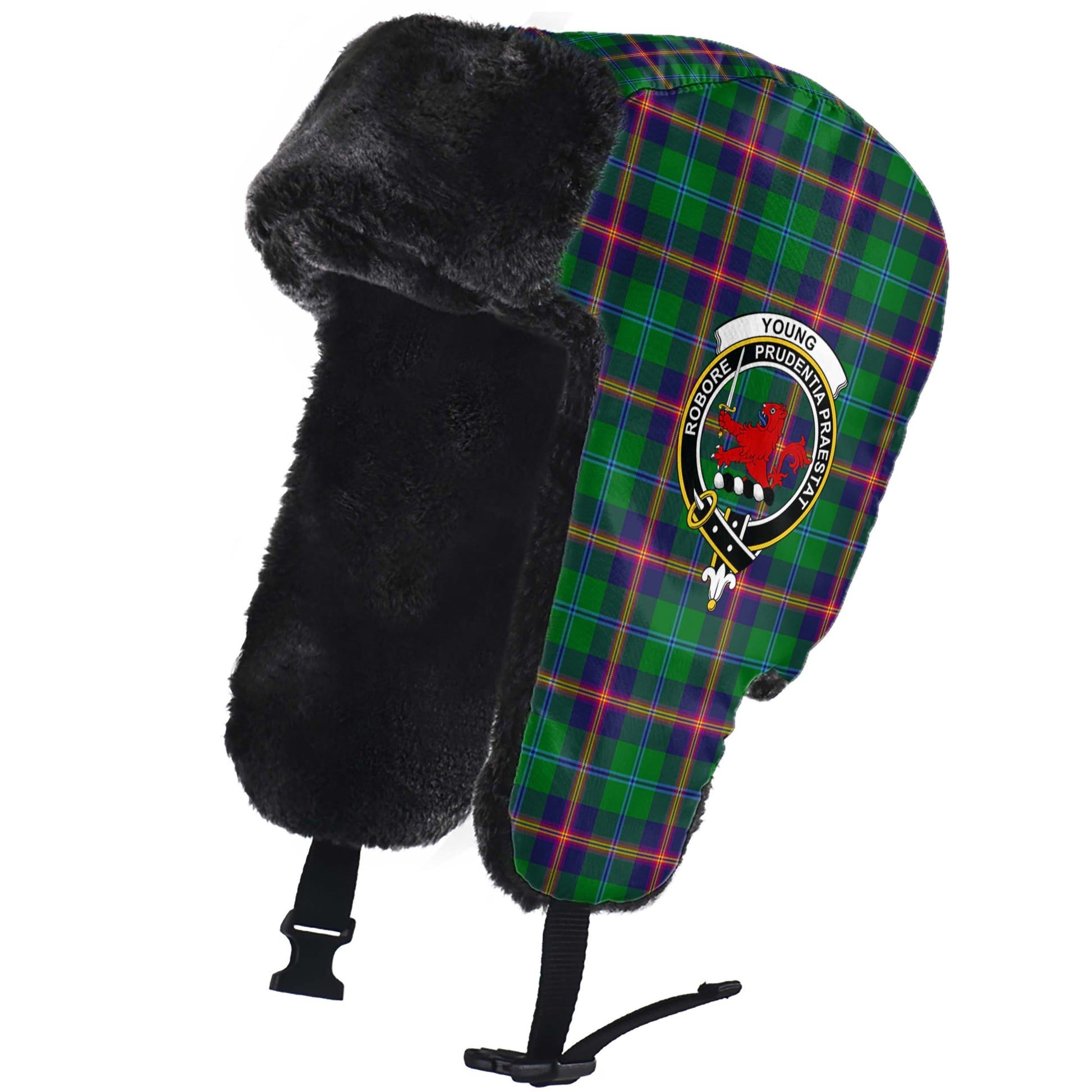 Young Tartan Winter Trapper Hat with Family Crest - Tartan Vibes Clothing