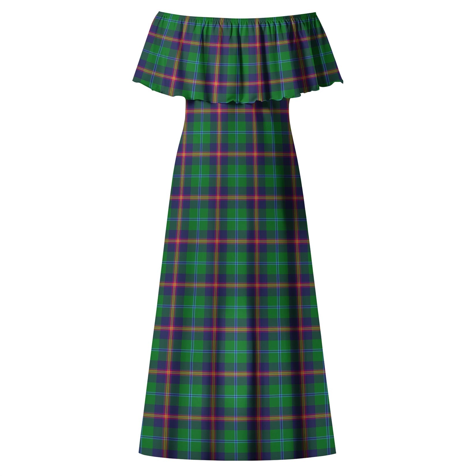 Young Modern Tartan Off Shoulder Long Dress - Tartanvibesclothing