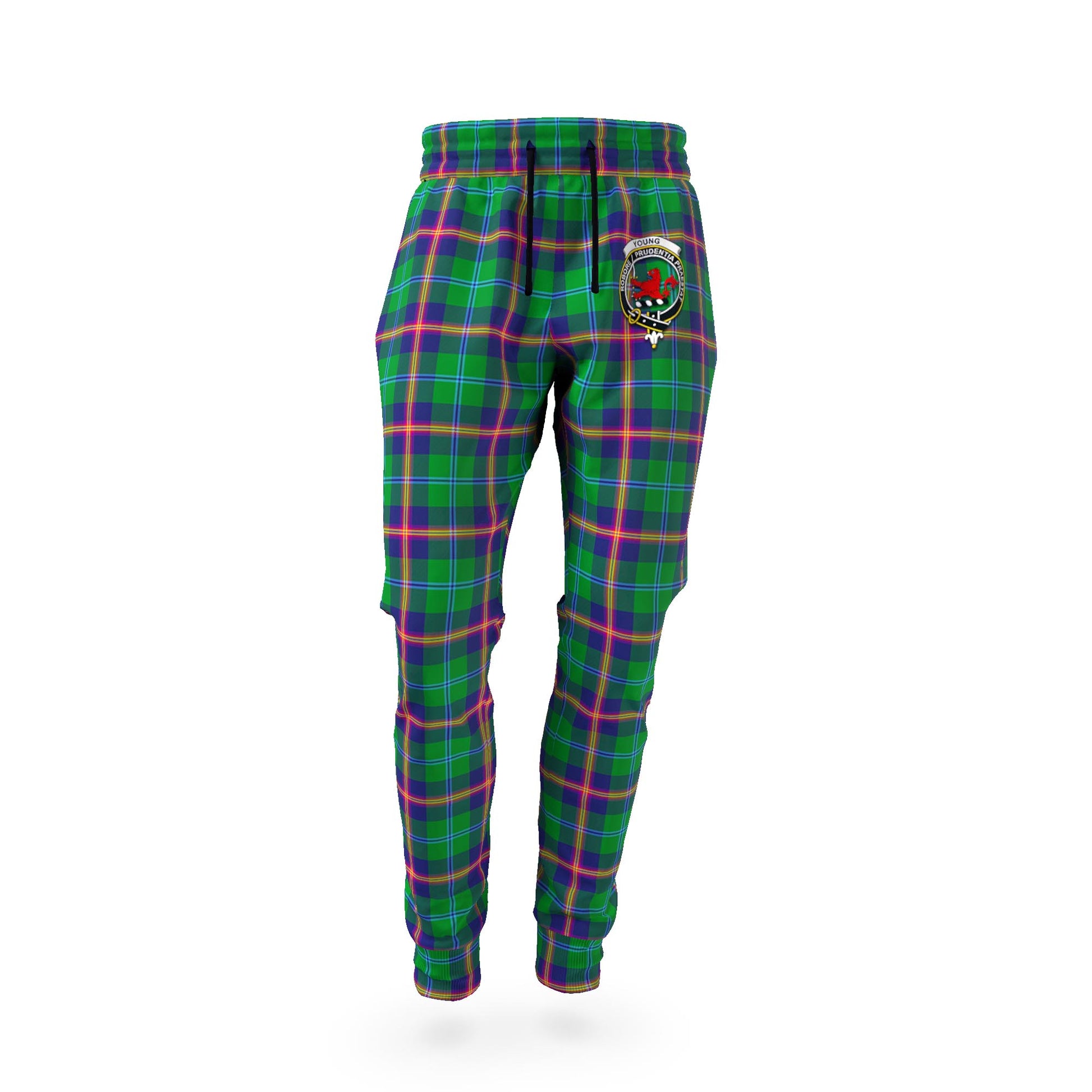Young Modern Tartan Joggers Pants with Family Crest - Tartanvibesclothing Shop