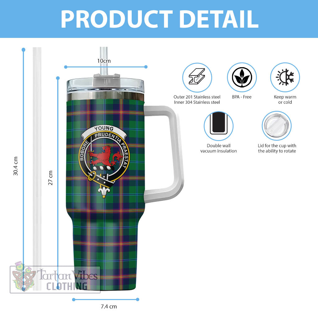 Tartan Vibes Clothing Young Modern Tartan and Family Crest Tumbler with Handle