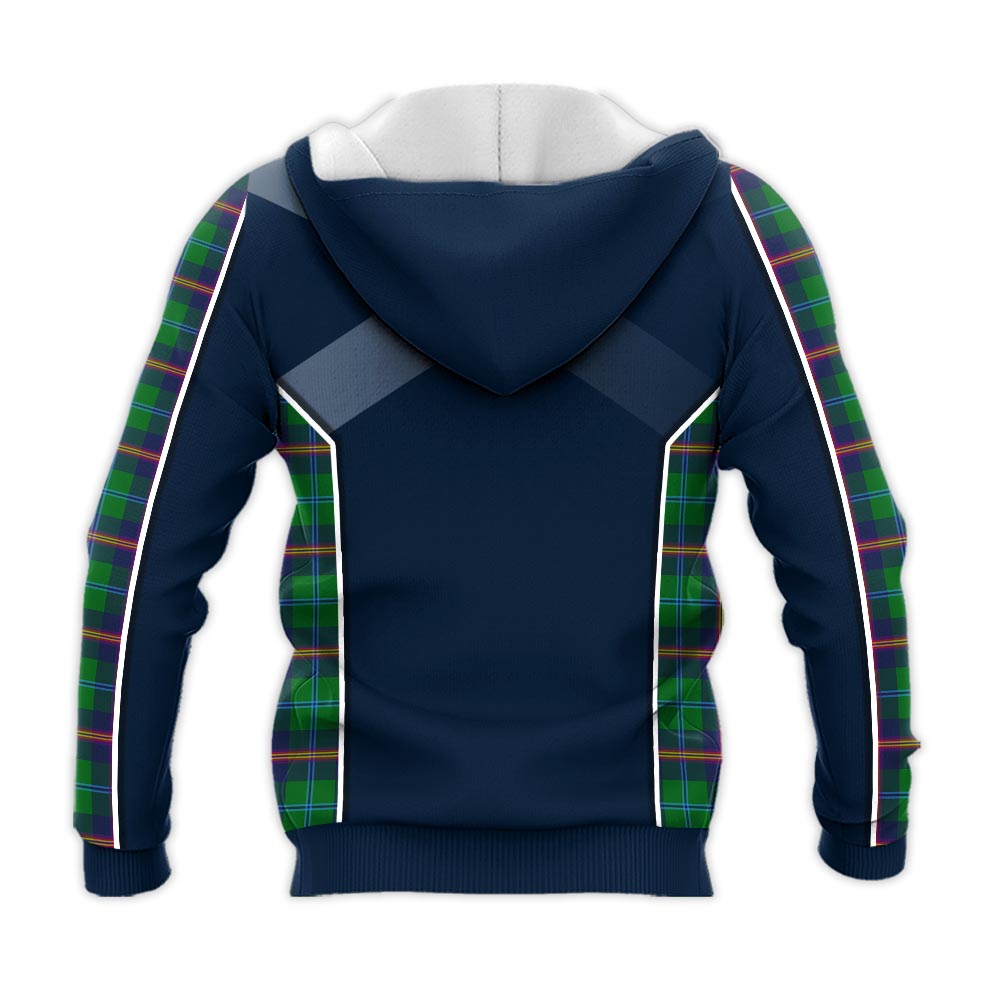 Tartan Vibes Clothing Young Modern Tartan Knitted Hoodie with Family Crest and Scottish Thistle Vibes Sport Style