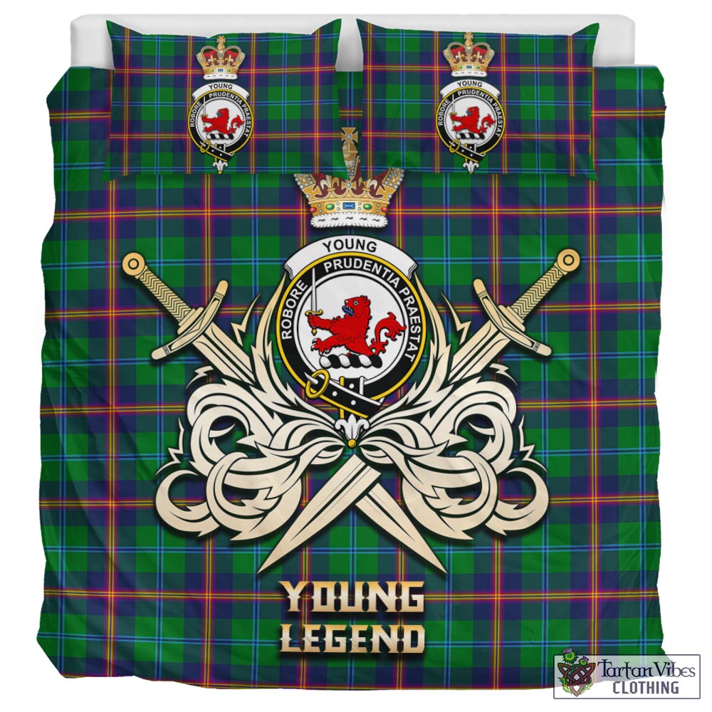 Tartan Vibes Clothing Young Modern Tartan Bedding Set with Clan Crest and the Golden Sword of Courageous Legacy