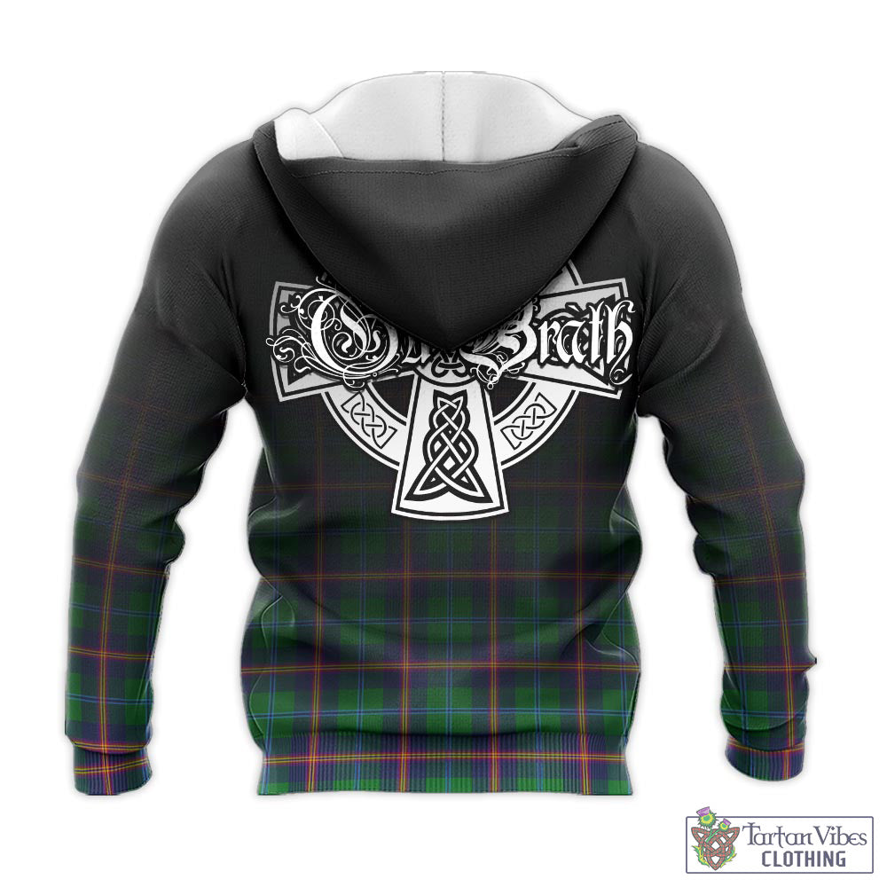Tartan Vibes Clothing Young Modern Tartan Knitted Hoodie Featuring Alba Gu Brath Family Crest Celtic Inspired