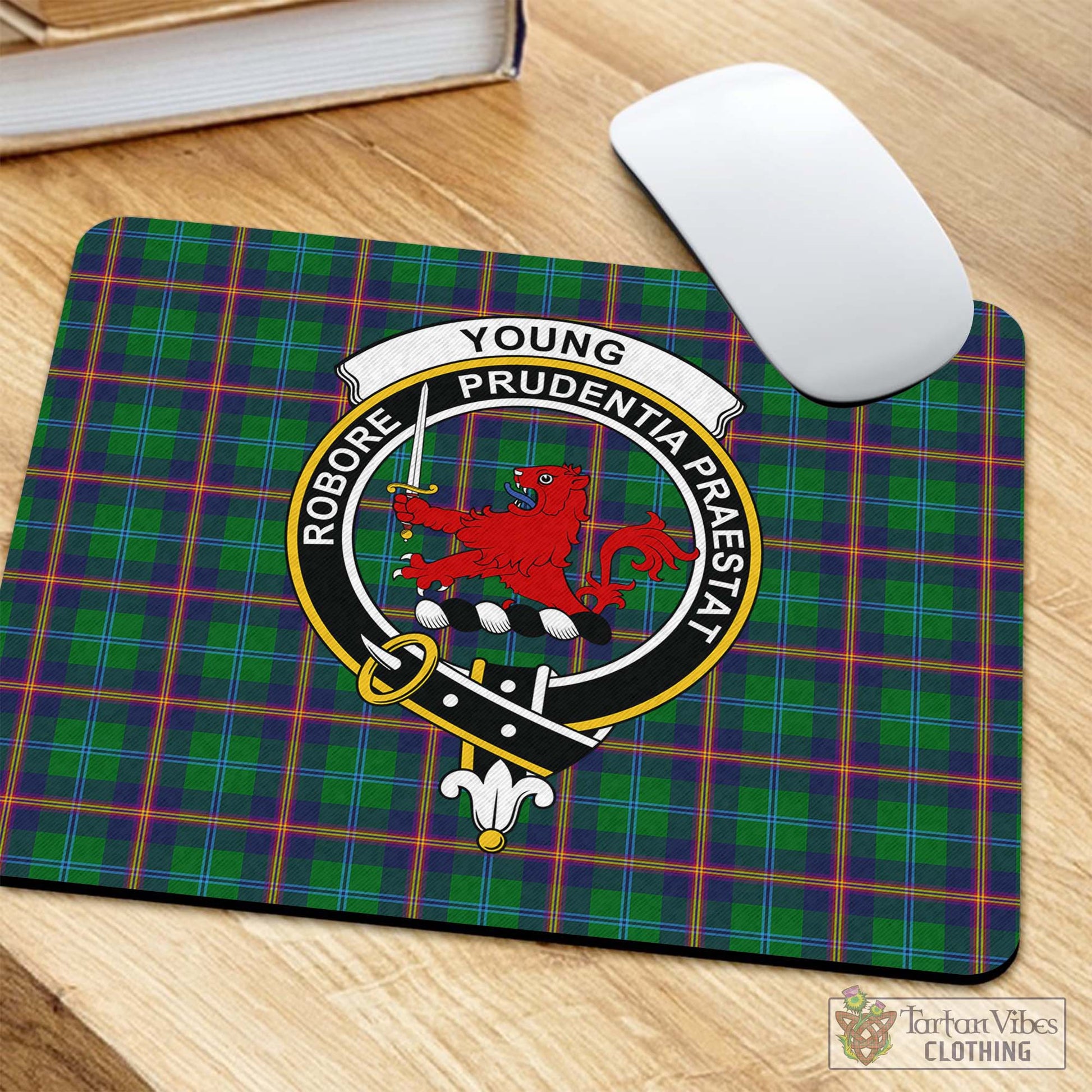 Tartan Vibes Clothing Young Modern Tartan Mouse Pad with Family Crest