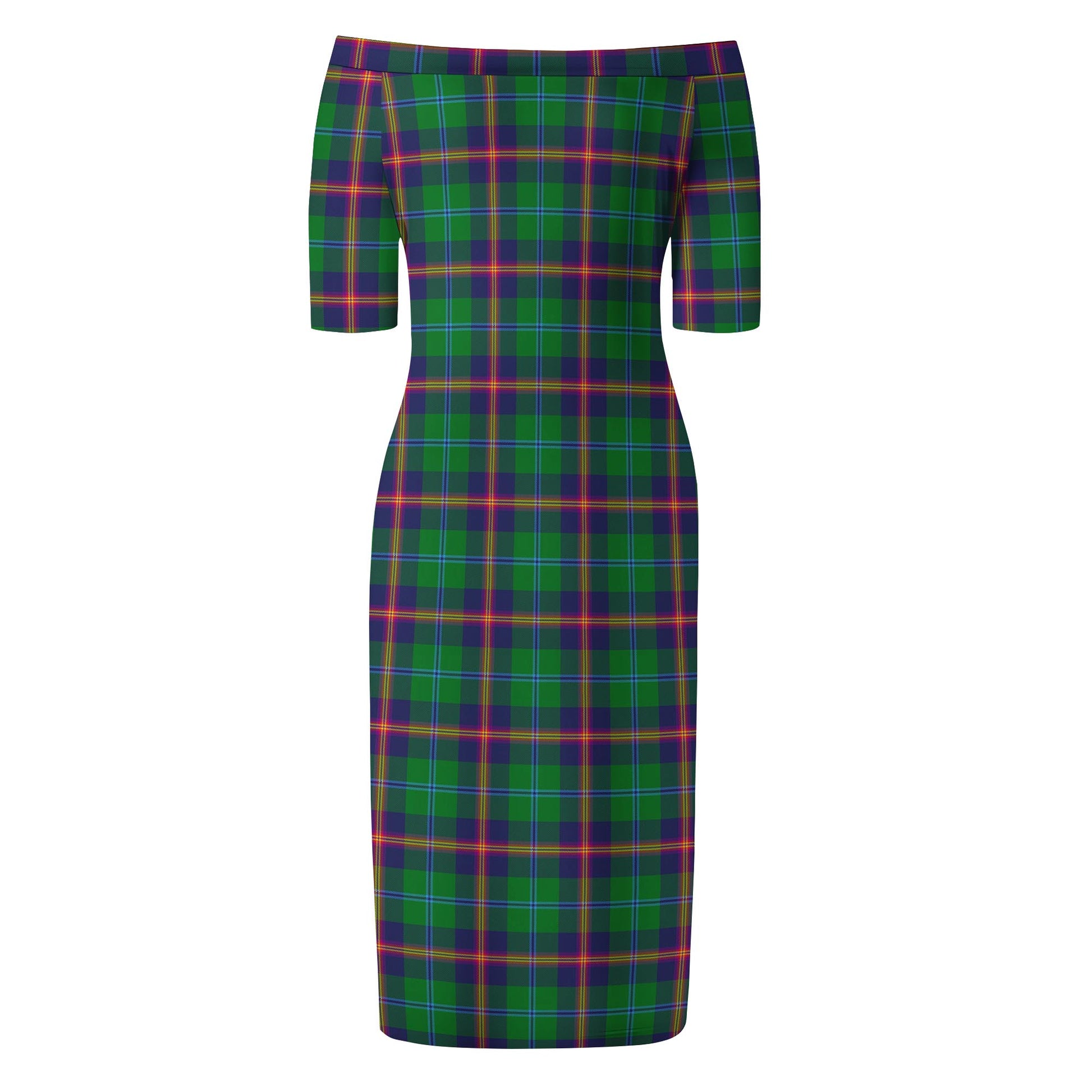 Young Modern Tartan Off Shoulder Lady Dress - Tartanvibesclothing