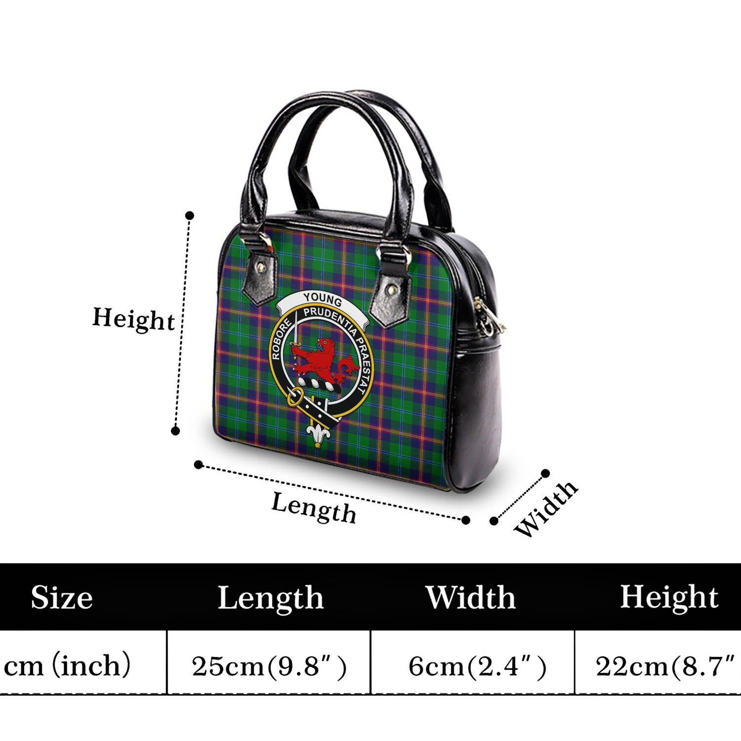 Young Modern Tartan Shoulder Handbags with Family Crest - Tartanvibesclothing