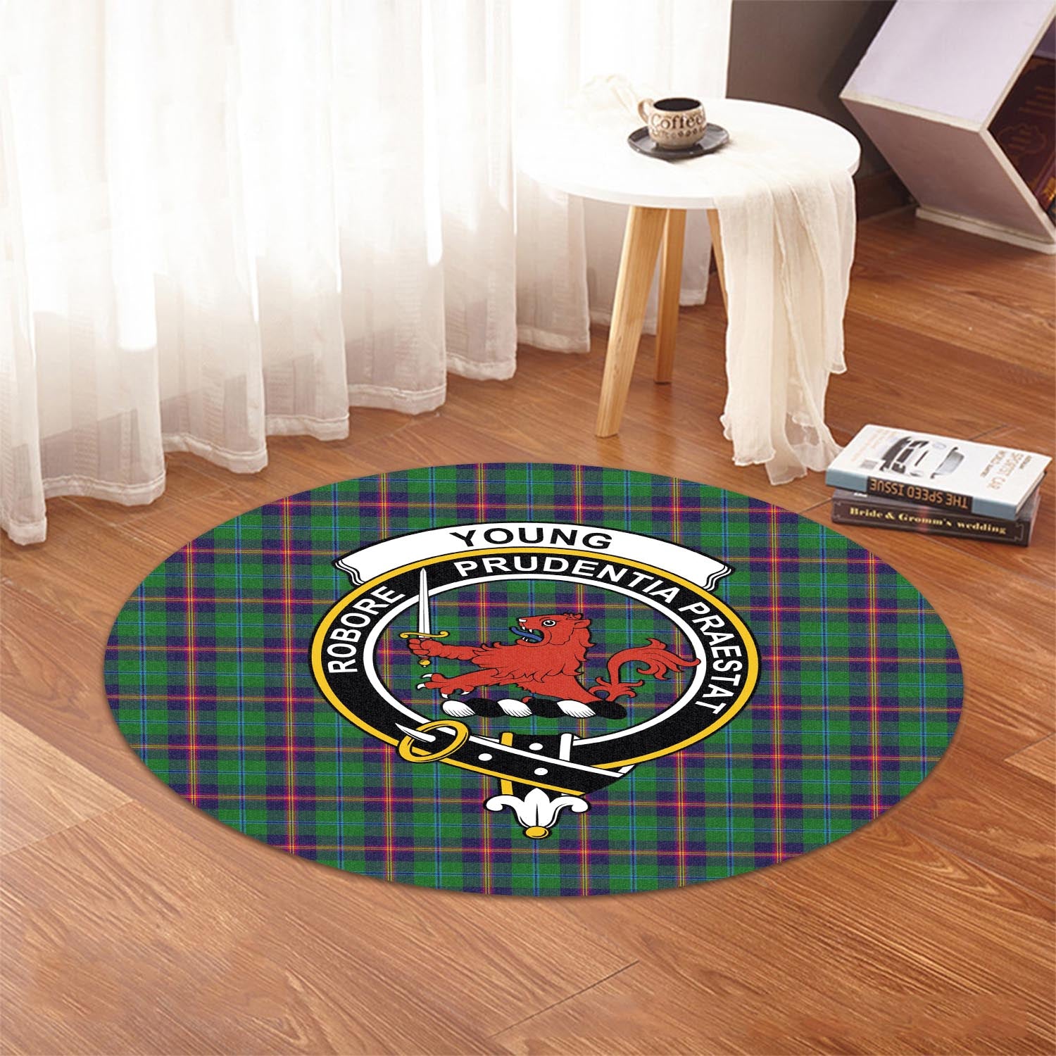 young-modern-tartan-round-rug-with-family-crest