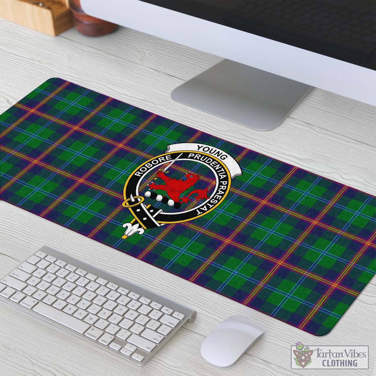 Tartan Vibes Clothing Young Modern Tartan Mouse Pad with Family Crest