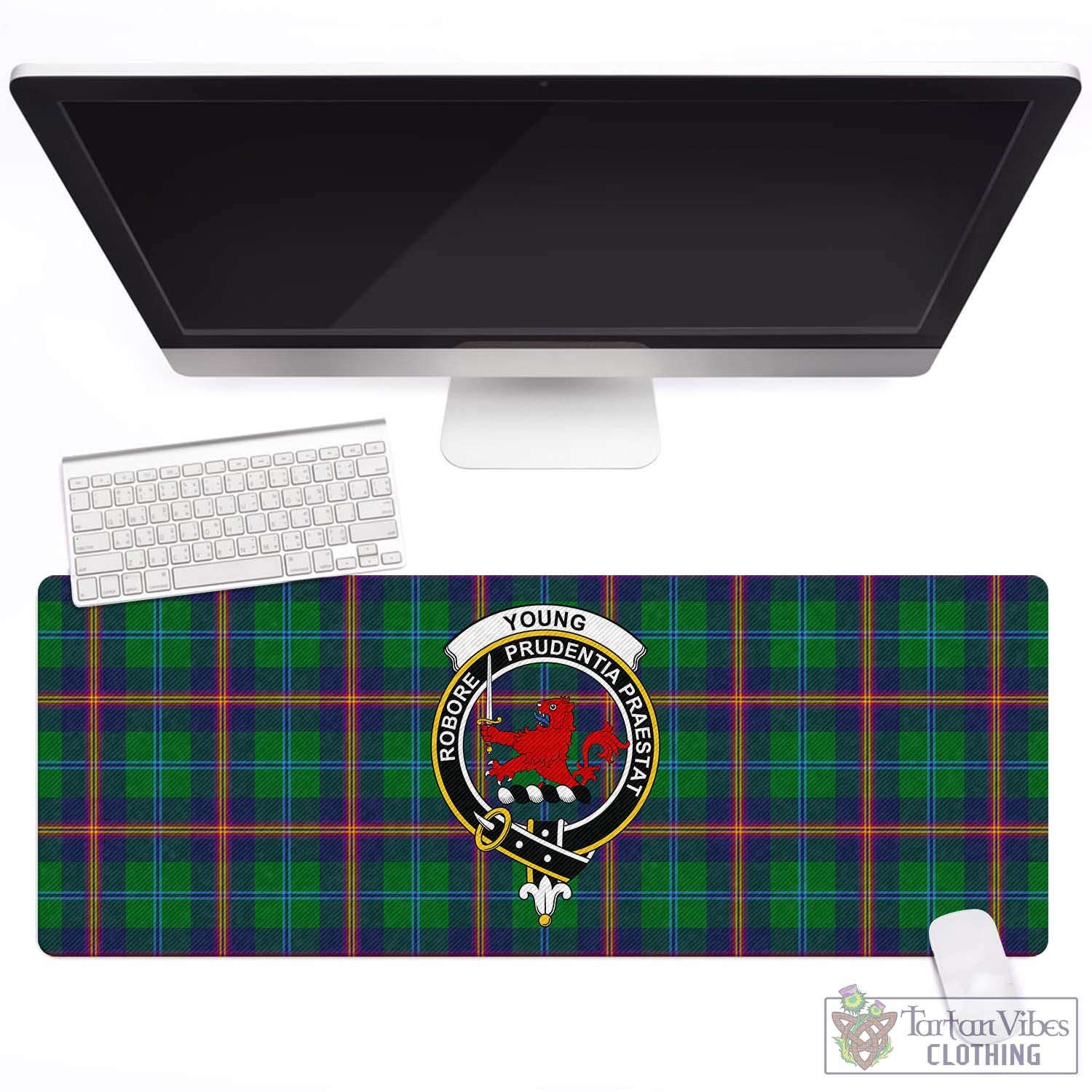 Tartan Vibes Clothing Young Modern Tartan Mouse Pad with Family Crest