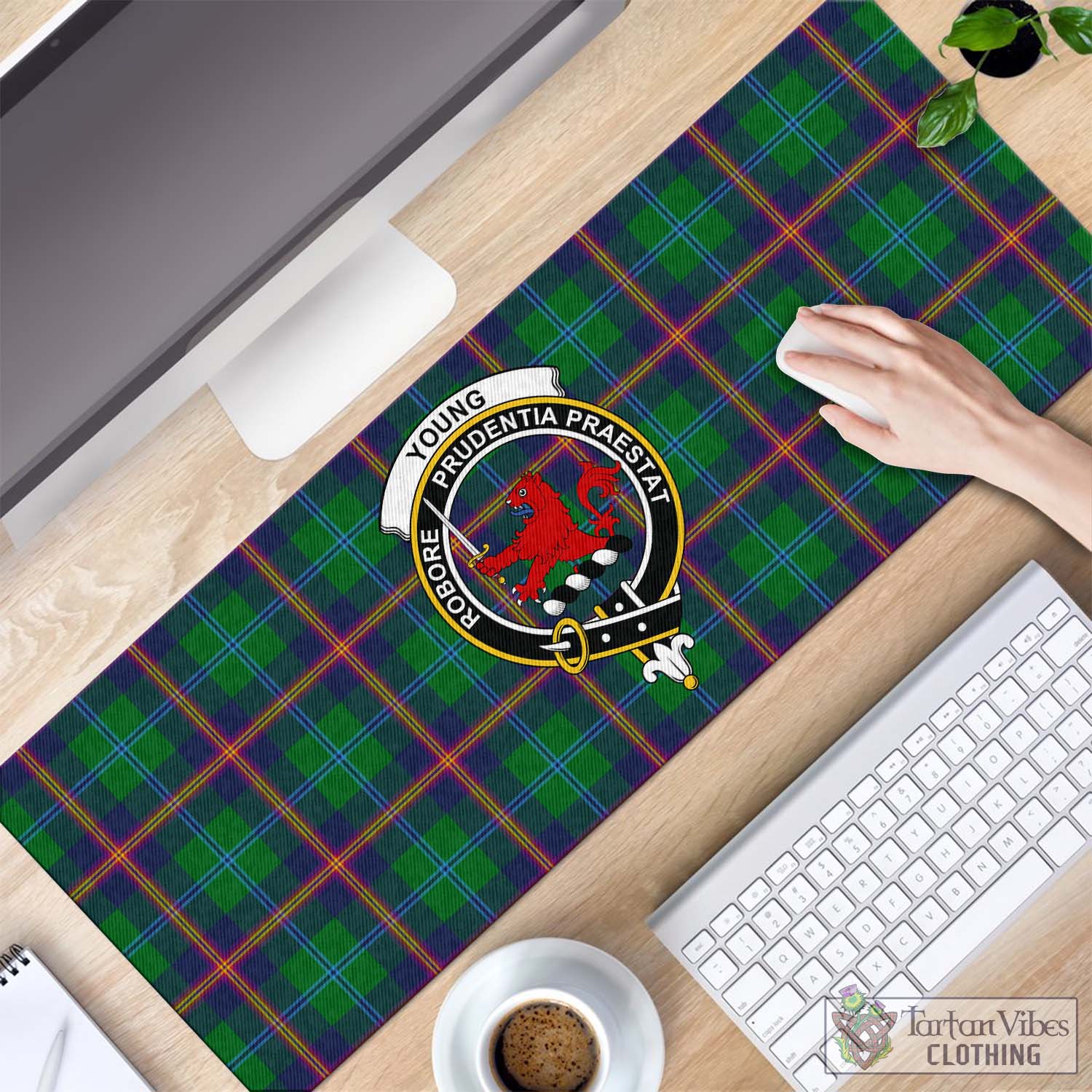 Tartan Vibes Clothing Young Modern Tartan Mouse Pad with Family Crest