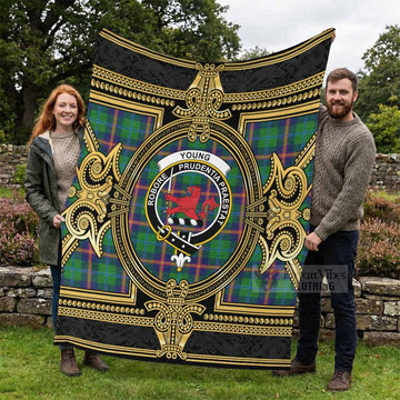 Young Scottish Tartan Crest Blanket Royal Stylized