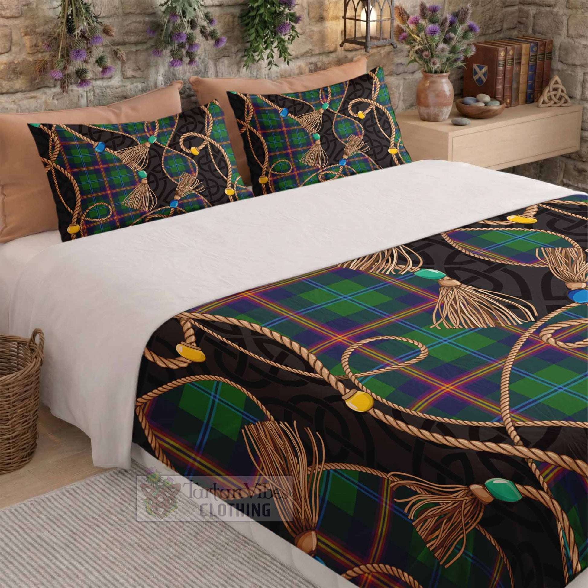 Young Scottish Tartan Twisted Ropes Stylized Bedding Set - Tartan Vibes Clothing