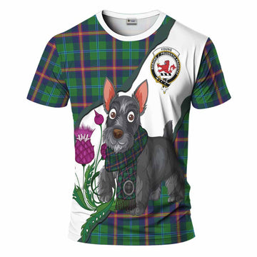 Young Scottish Terrier Tartan Crest T-Shirt Thistle Heritage Art