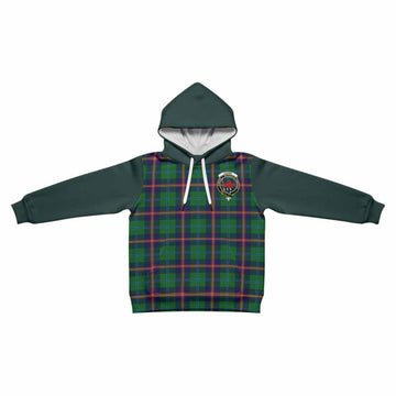 Young Tartan Accent Kid Hoodie with Family Crest