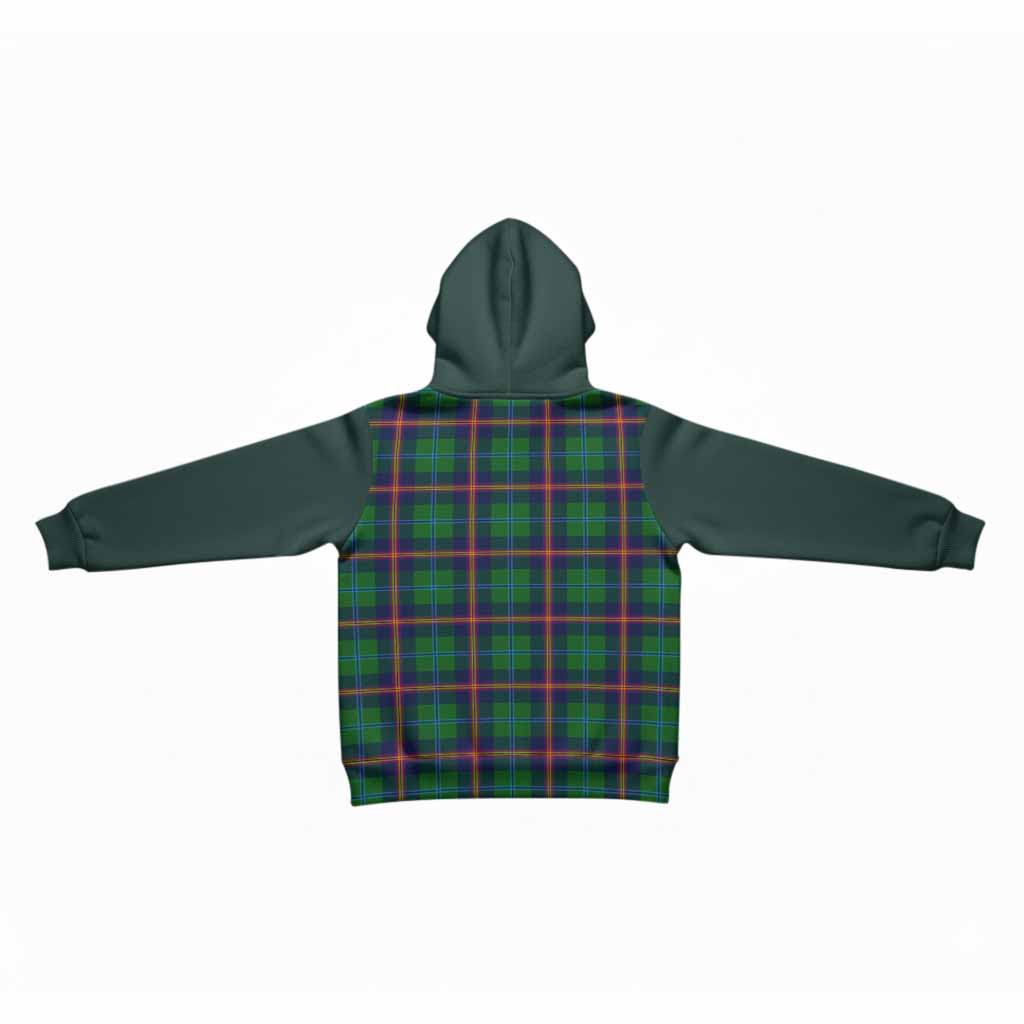 Young Tartan Accent Kid Hoodie with Family Crest