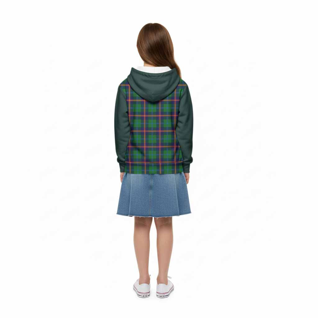 Young Tartan Accent Kid Hoodie with Family Crest