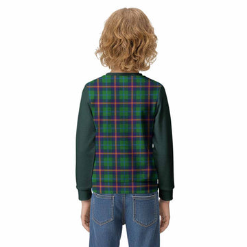 Young Tartan Accent Kid Knitted Sweatshirt with Family Crest