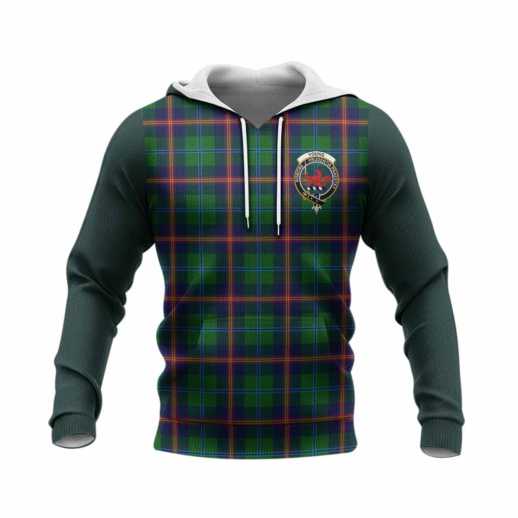 Young Tartan Accent Knitted Hoodie with Family Crest
