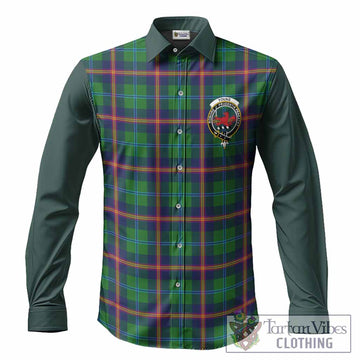 Young Tartan Accent Long Sleeve Button Shirts with Family Crest