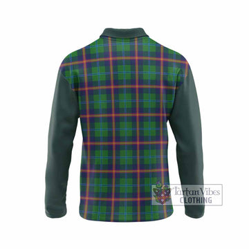 Young Tartan Accent Long Sleeve Polo Shirt with Family Crest