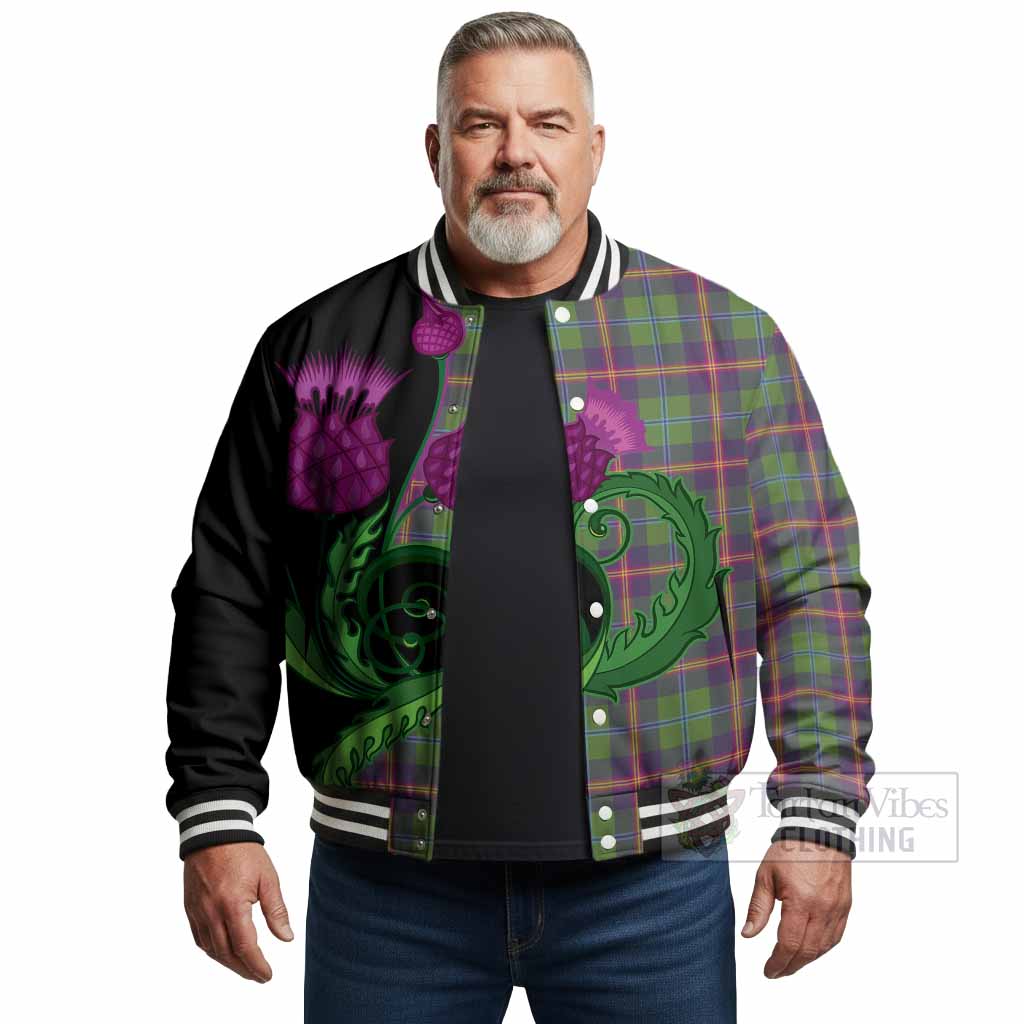 Young Tartan Baseball Jacket Traditional Scottish Thistle