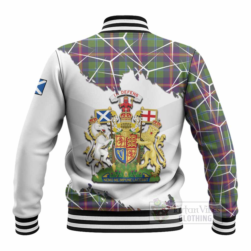 Young Tartan Baseball Jacket with Family Crest and Lion Rampant Grunge Style