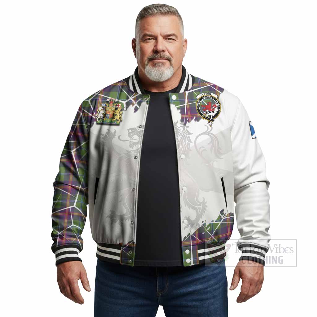 Young Tartan Baseball Jacket with Family Crest and Lion Rampant Grunge Style
