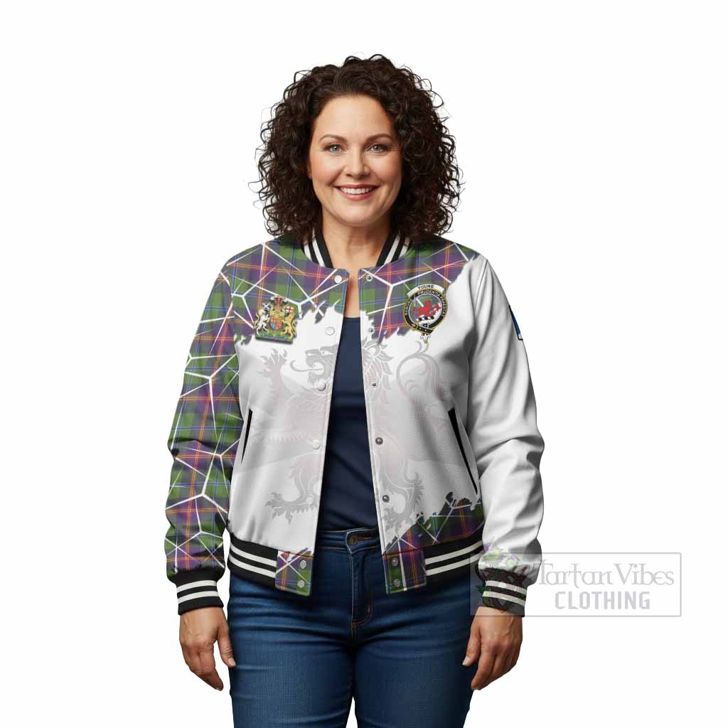 Young Tartan Baseball Jacket with Family Crest and Lion Rampant Grunge Style
