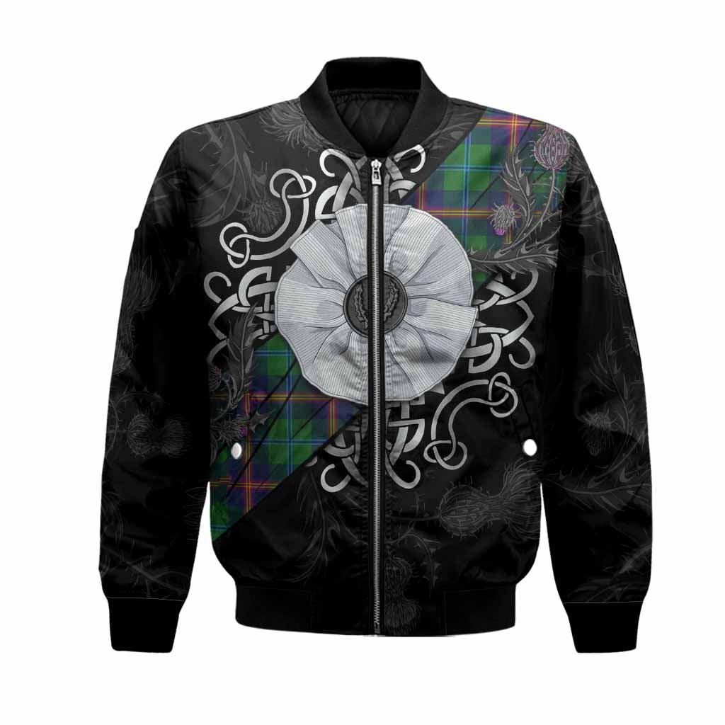 Young Tartan Bomber Jacket Jacobite White Rose Unisex Black - Tartan Vibes Clothing
