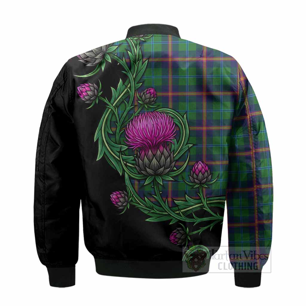 Young Tartan Bomber Jacket Resilient Scottish Thistle - Tartan Vibes Clothing