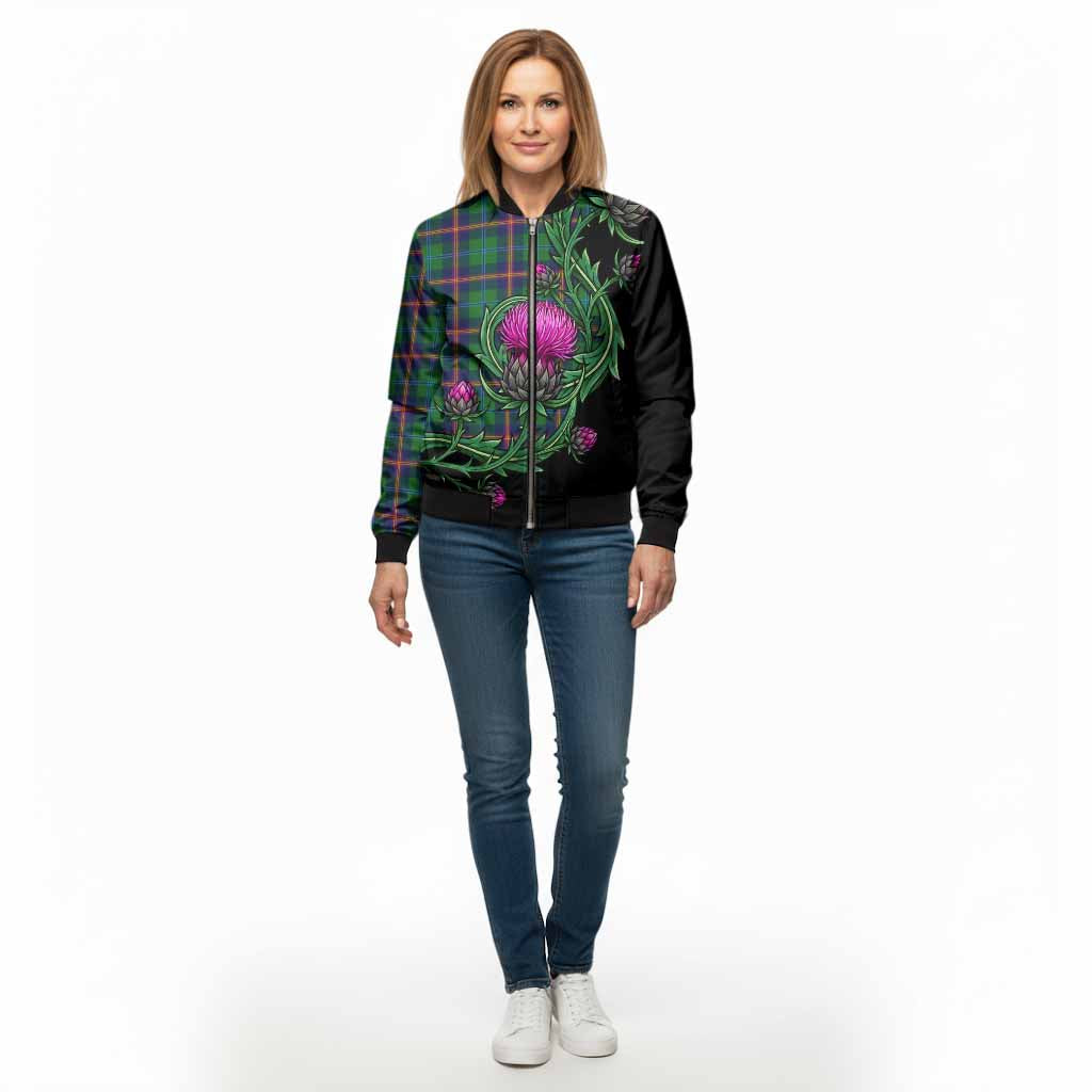 Young Tartan Bomber Jacket Resilient Scottish Thistle - Tartan Vibes Clothing