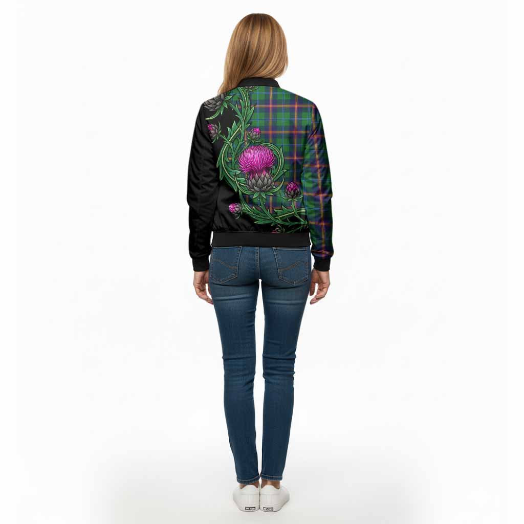 Young Tartan Bomber Jacket Resilient Scottish Thistle - Tartan Vibes Clothing