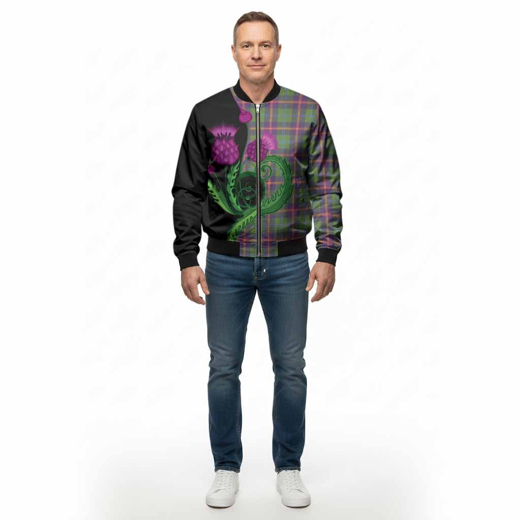 Young Tartan Bomber Jacket Traditional Scottish Thistle