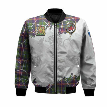 Young Tartan Bomber Jacket with Family Crest and Lion Rampant Grunge Style