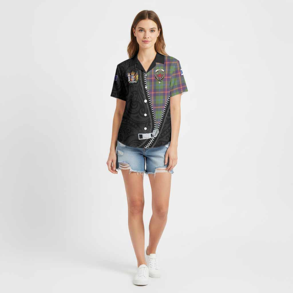 Young Tartan Cotton Hawaiian Shirt New Zealand Pattern Unique Zipper Stylized