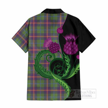 Young Tartan Cotton Hawaiian Shirt Traditional Scottish Thistle